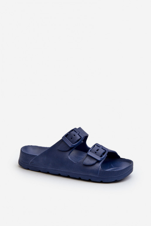 Chaussons légers pour garçon Chaussons légers avec boucles de couleur bleu foncé Adirnaca