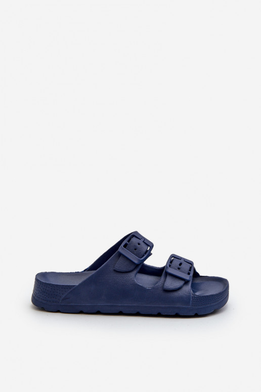 Chaussons légers pour garçon Chaussons légers avec boucles de couleur bleu foncé Adirnaca