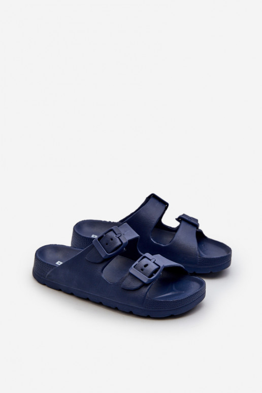 Chaussons légers pour garçon Chaussons légers avec boucles de couleur bleu foncé Adirnaca