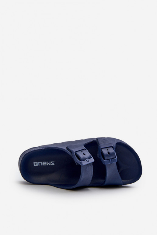 Chaussons légers pour garçon Chaussons légers avec boucles de couleur bleu foncé Adirnaca