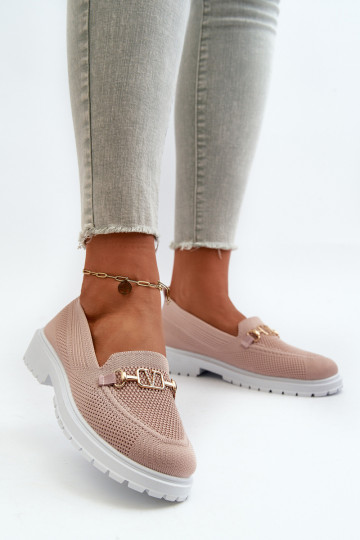 Mocassins femme à talons larges Ze couleur or Detalem couleur rose Limentia