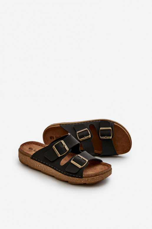 Easy Chaussons confortables Homme avec boucles Inblu MT000016 couleur noir Easy Chaussons confortables Homme avec boucles Inblu MT000016 couleur noir