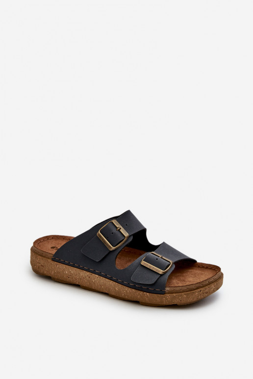 Easy Chaussons confortables Homme avec boucles Inblu MT000016 bleu foncé