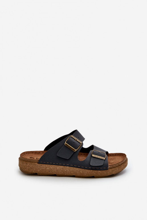 Easy Chaussons confortables Homme avec boucles Inblu MT000016 bleu foncé