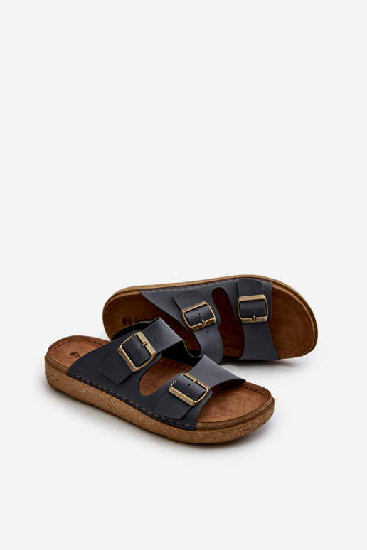 Easy Chaussons confortables Homme avec boucles Inblu MT000016 bleu foncé