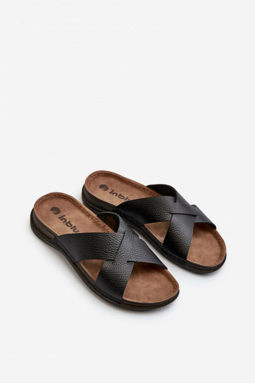 Chaussons légers et confortables en éco-cuir Inblu GV00001I noir