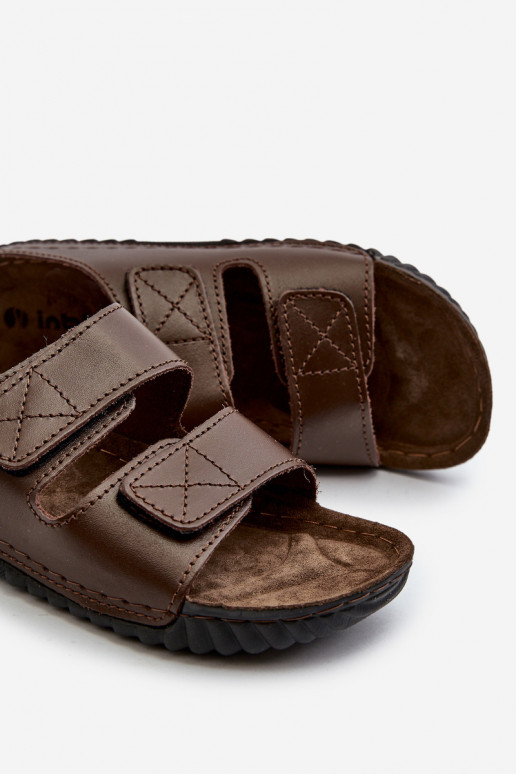 Chaussons Confortables Homme Avec Rayures Avec Velcro Inblu FM00001U Marron Foncé Chaussons Confortables Homme Avec Rayures Avec Velcro Inblu FM00001U Marron Foncé