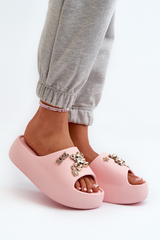 Chaussons femme Lengwa Chaussons légers avec de beaux détails de couleur rose Orchia