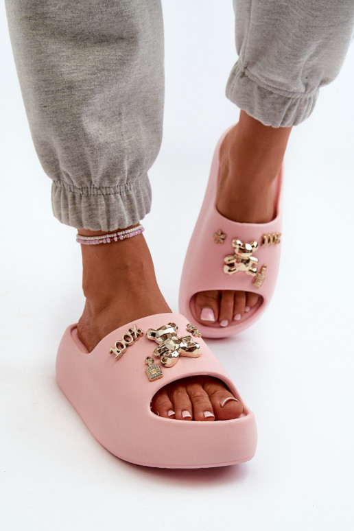 Chaussons femme Lengwa Chaussons légers avec de beaux détails de couleur rose Orchia