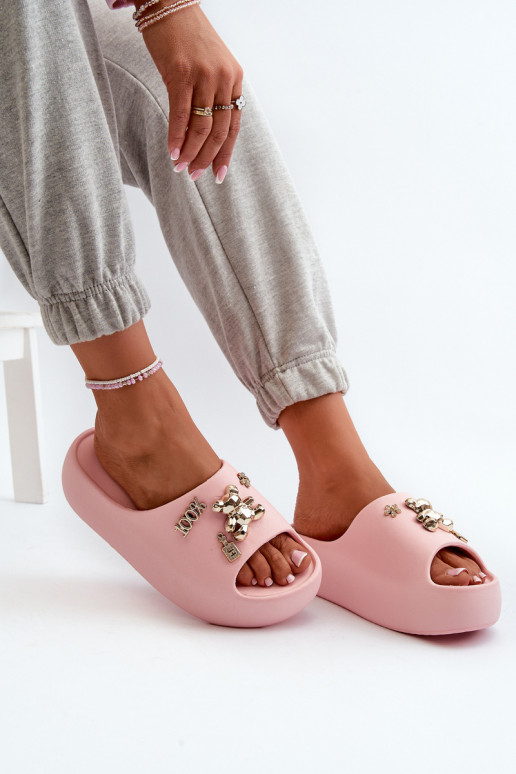 Chaussons femme Lengwa Chaussons légers avec de beaux détails de couleur rose Orchia