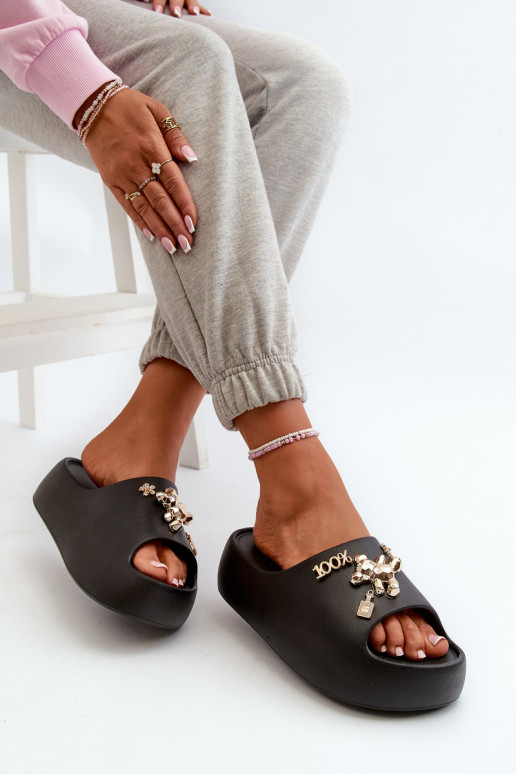 Chaussons femme Lengwa Chaussons légers avec de beaux détails de couleur noir Orchia Chaussons femme Lengwa Chaussons légers avec de beaux détails de couleur noir Orchia