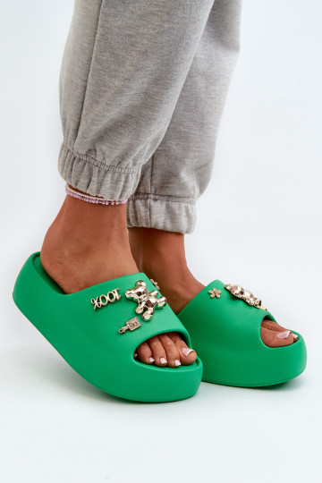 Chaussons femme Lengwa Chaussons légers avec de beaux détails de couleur vert Orchia