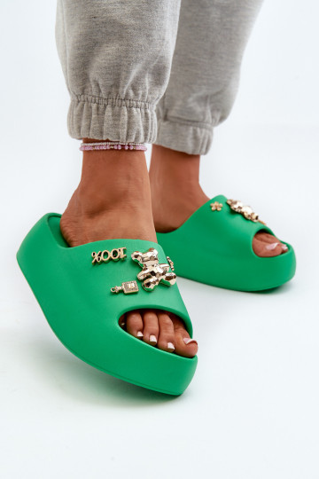 Chaussons femme Lengwa Chaussons légers avec de beaux détails de couleur vert Orchia 2