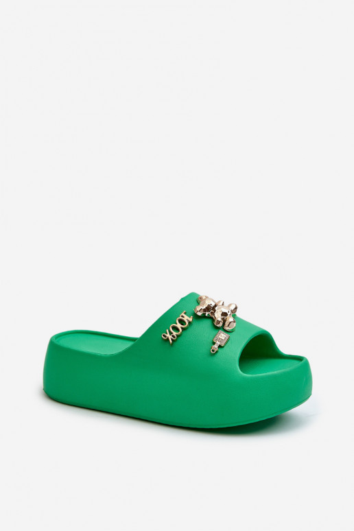 Chaussons femme Lengwa Chaussons légers avec de beaux détails de couleur vert Orchia