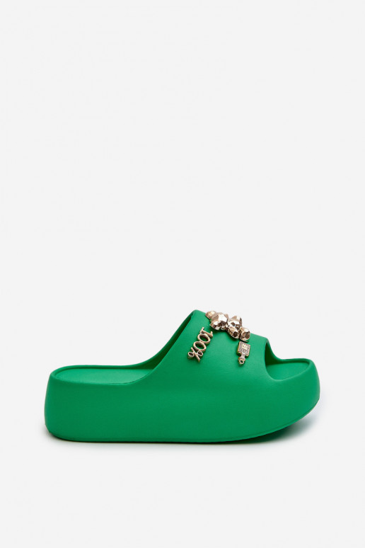 Chaussons femme Lengwa Chaussons légers avec de beaux détails de couleur vert Orchia