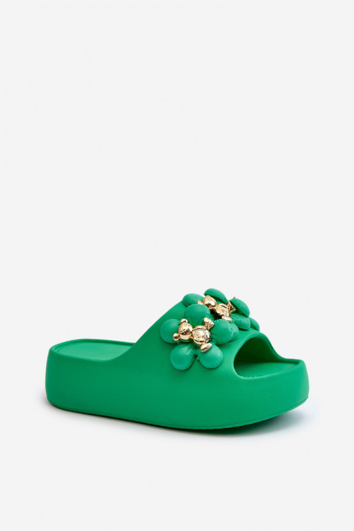 Chaussons Femme Chaussons légers avec de beaux détails à semelle massive en vert Bremavia
