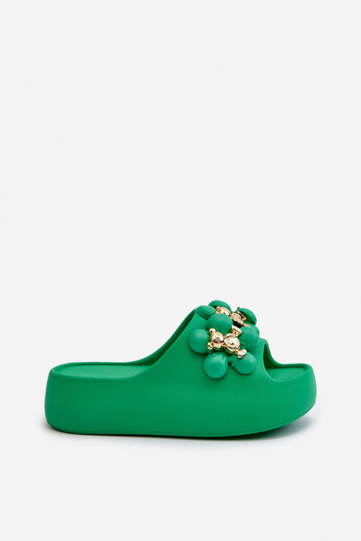 Chaussons Femme Chaussons légers avec de beaux détails à semelle massive en vert Bremavia