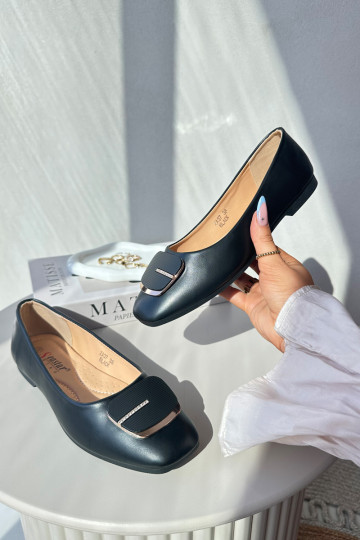 Ballerines Femme Eco Cuir avec ornements couleur noire Edoslli 2