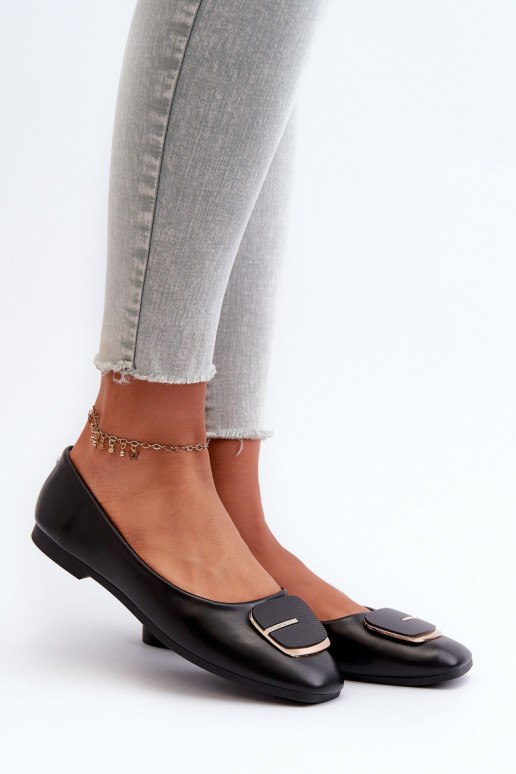 Ballerines Femme Eco Cuir avec ornements couleur noire Edoslli