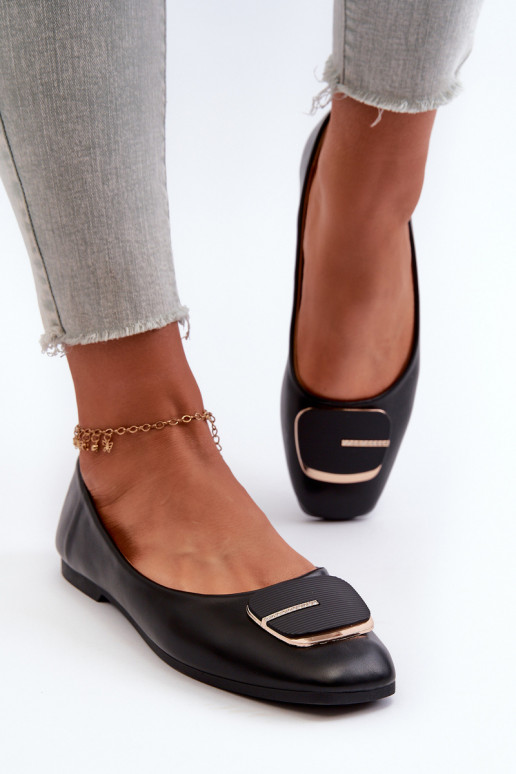 Ballerines Femme Eco Cuir avec ornements couleur noire Edoslli