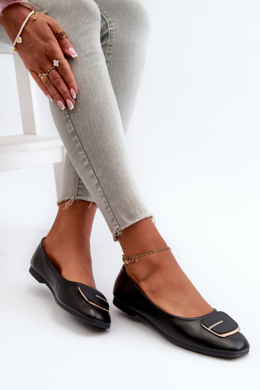 Ballerines Femme Eco Cuir avec ornements couleur noire Edoslli