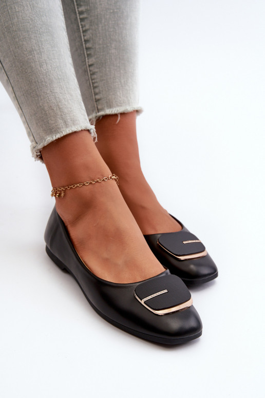 Ballerines Femme Eco Cuir avec ornements couleur noire Edoslli