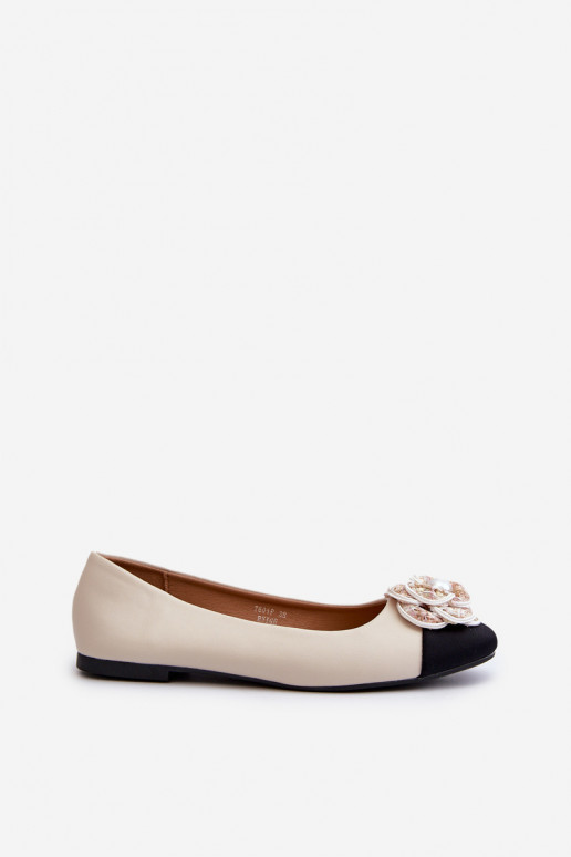 Ballerines Femme Eco Cuir Avec Detalem orné beige Divinella