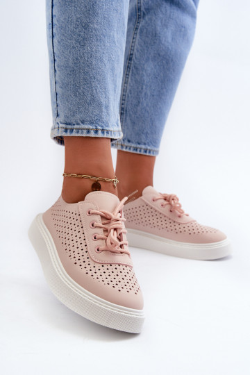 avec des éléments ajourés chaussures de loisirs modèle baskets chaussures à plateforme couleur rose Tanvi
