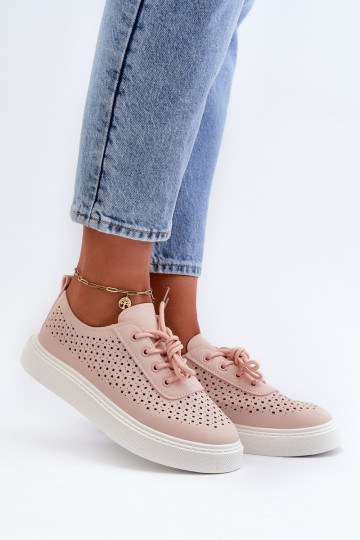 avec des éléments ajourés chaussures de loisirs modèle baskets chaussures à plateforme couleur rose Tanvi 2