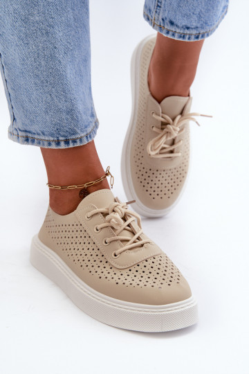 avec éléments ajourés chaussures décontractées modèle baskets chaussures à plateforme beige Tanvi