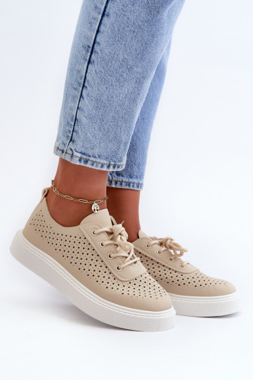 avec éléments ajourés chaussures décontractées modèle baskets chaussures à plateforme beige Tanvi 2