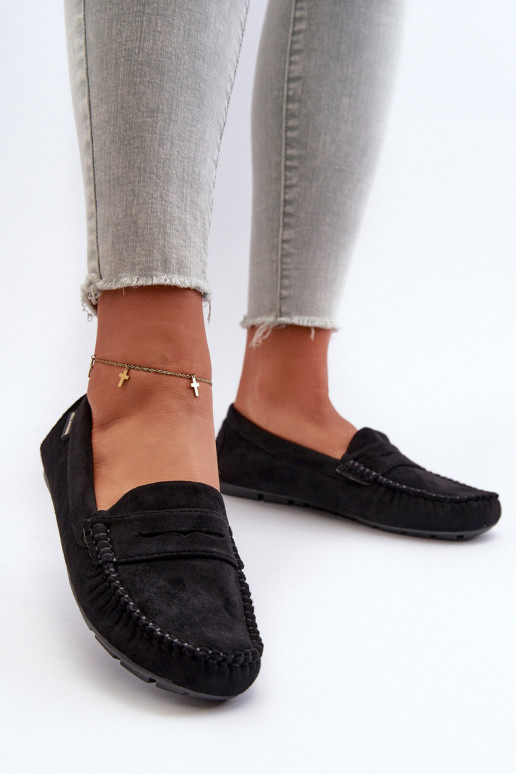 mocassins pour femmes Z en éco-daim couleur noir Rerceria