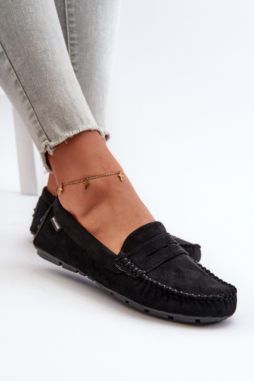 mocassins pour femmes Z en éco-daim couleur noir Rerceria