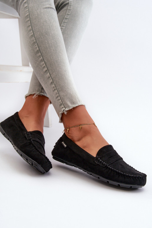 mocassins pour femmes Z en éco-daim couleur noir Rerceria