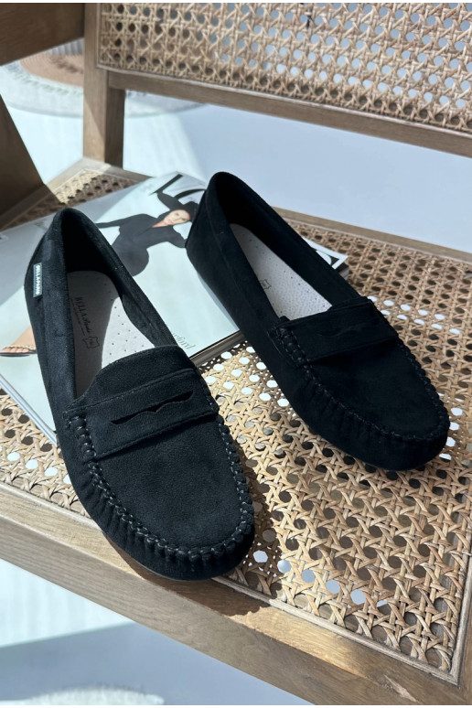 mocassins pour femmes Z en éco-daim couleur noir Rerceria