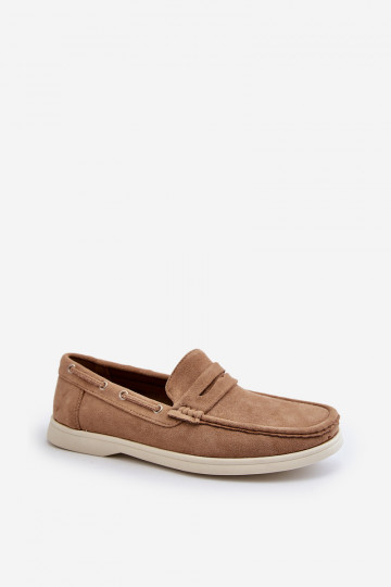 Mocassins pour hommes Z en éco-daim beige Rivanell