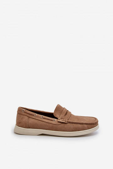 Mocassins pour hommes Z en éco-daim beige Rivanell 2