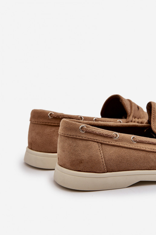 Mocassins pour hommes Z en éco-daim beige Rivanell
