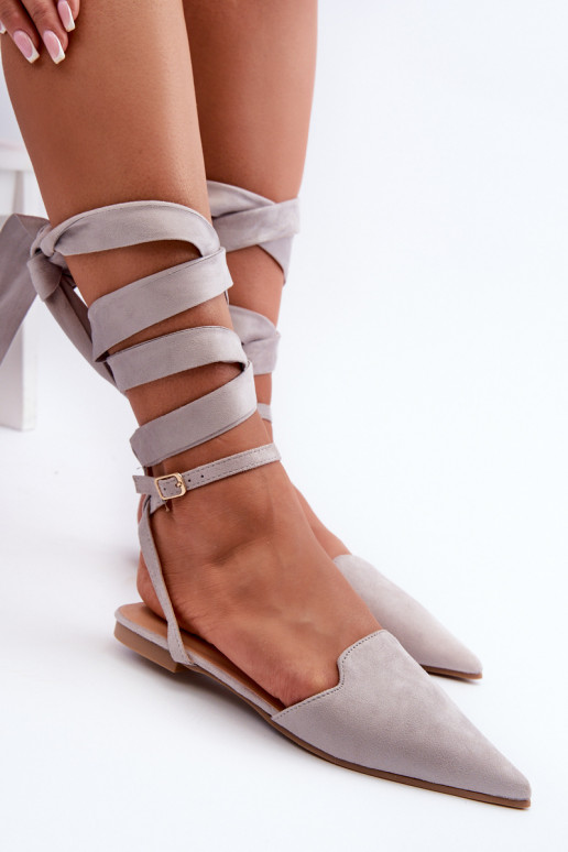 ballerines avec rubans en éco-daim Z Chaussures à bout pointu gris Ellesara ballerines avec rubans en éco-daim Z Chaussures à bout pointu gris Ellesara