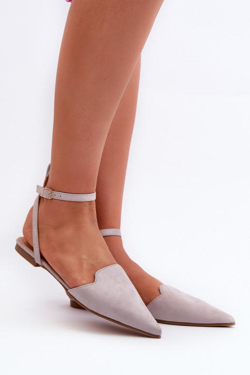 ballerines avec rubans en éco-daim Z Chaussures à bout pointu gris Ellesara