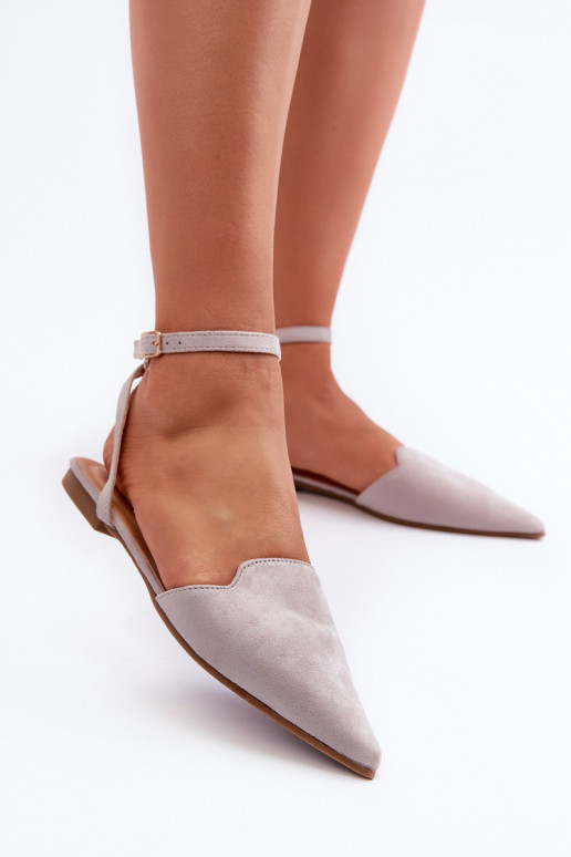 ballerines avec rubans en éco-daim Z Chaussures à bout pointu gris Ellesara