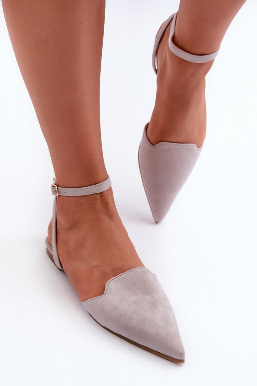 ballerines avec rubans en éco-daim Z Chaussures à bout pointu gris Ellesara