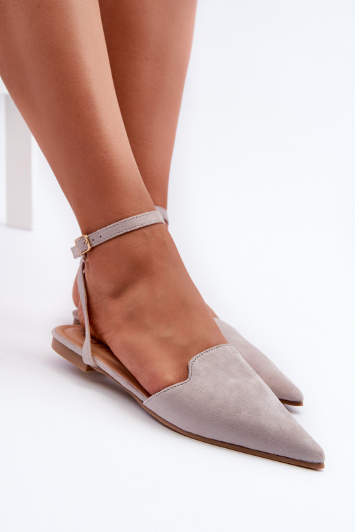 ballerines avec rubans en éco-daim Z Chaussures à bout pointu gris Ellesara