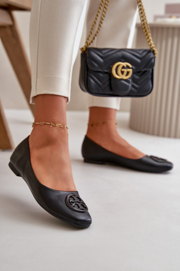 Ballerines Féminin avec des ornements Eko Peau couleur noire Rhodike