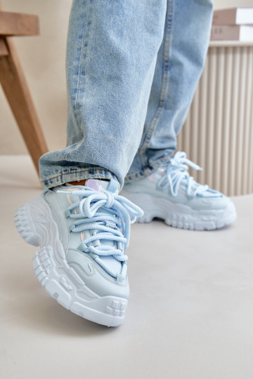 Baskets modèle chaussures femme à semelles massives à la mode couleur bleu Nevela