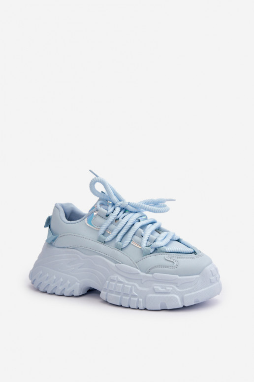 Baskets modèle chaussures femme à semelles massives à la mode couleur bleu Nevela