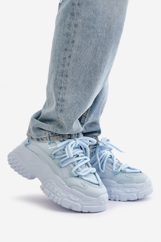 Baskets modèle chaussures femme à semelles massives à la mode couleur bleu Nevela Baskets modèle chaussures femme à semelles massives à la mode couleur bleu Nevela