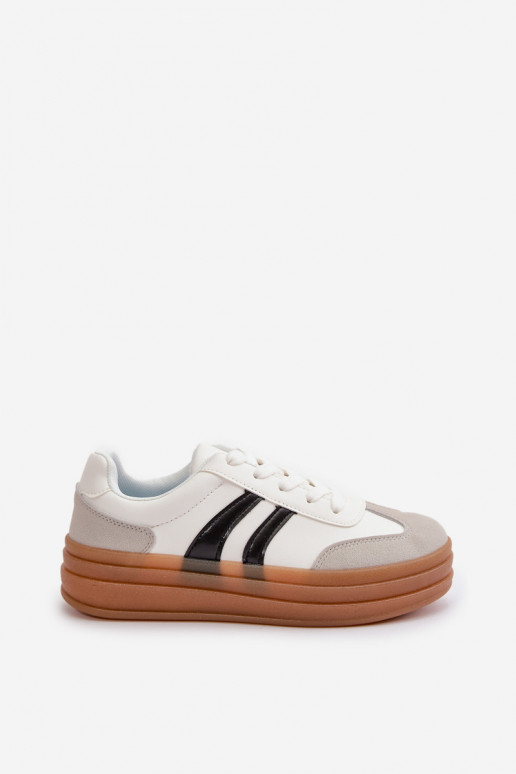 Chaussures modèle baskets Féminin avec une plateforme Blanc-couleur grise Nesonice Chaussures modèle baskets Féminin avec une plateforme Blanc-couleur grise Nesonice