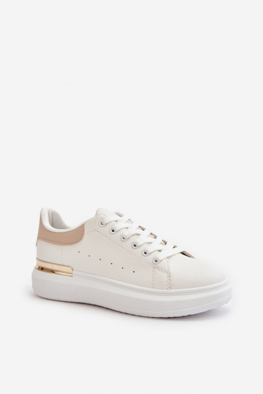Faible Chaussures de loisirs avec une plateforme en cuir écologique Blanc-beige Nevelena Faible Chaussures de loisirs avec une plateforme en cuir écologique Blanc-beige Nevelena