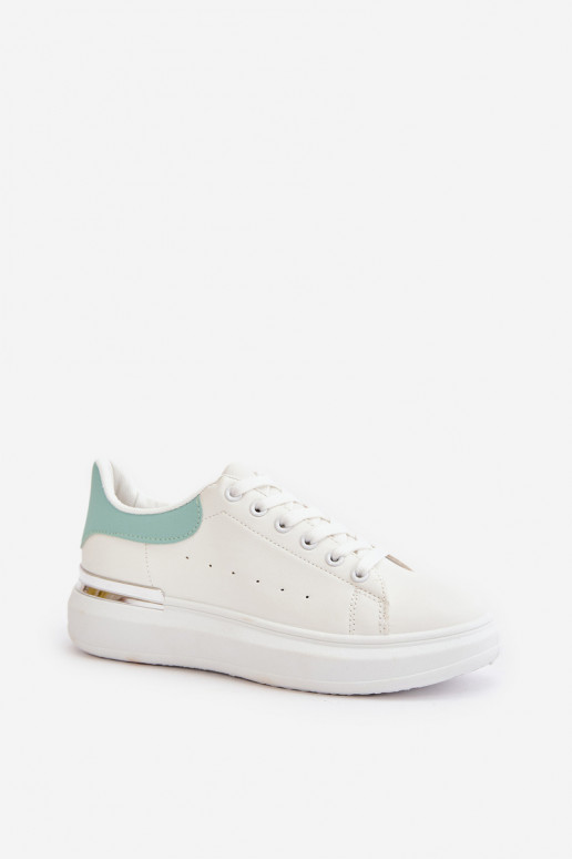 Chaussures de loisirs basses avec plateforme en cuir écologique Couleur blanc-vert Nevelena